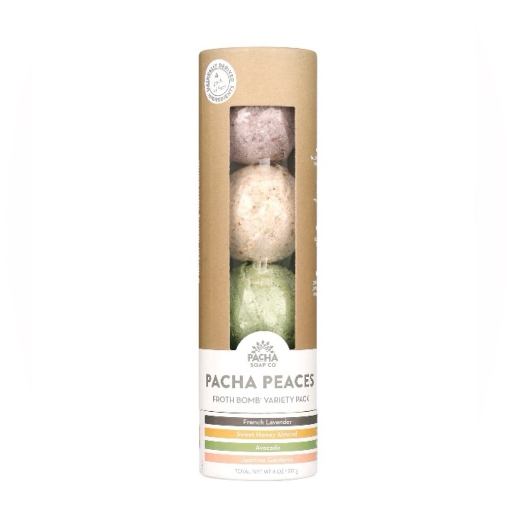 NEW, Pacha Soap Co.'s Froth Bomb Peaces, 4 Pack, Assorted, 8 oz